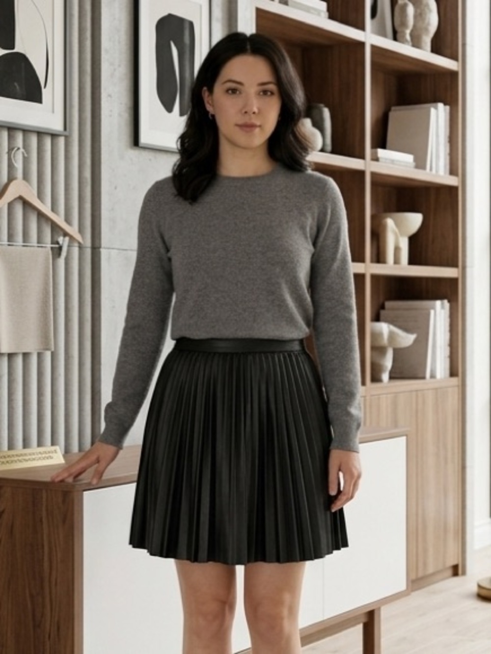 Express Black Faux Leather Pleated Mini Skirt High Rise Mini Skirt Sz 14